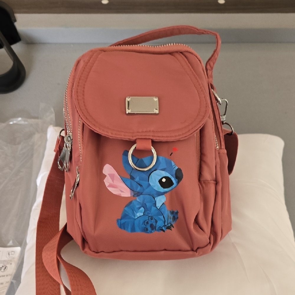 Pink Crossbody with Blue Stitch Angel Character Design